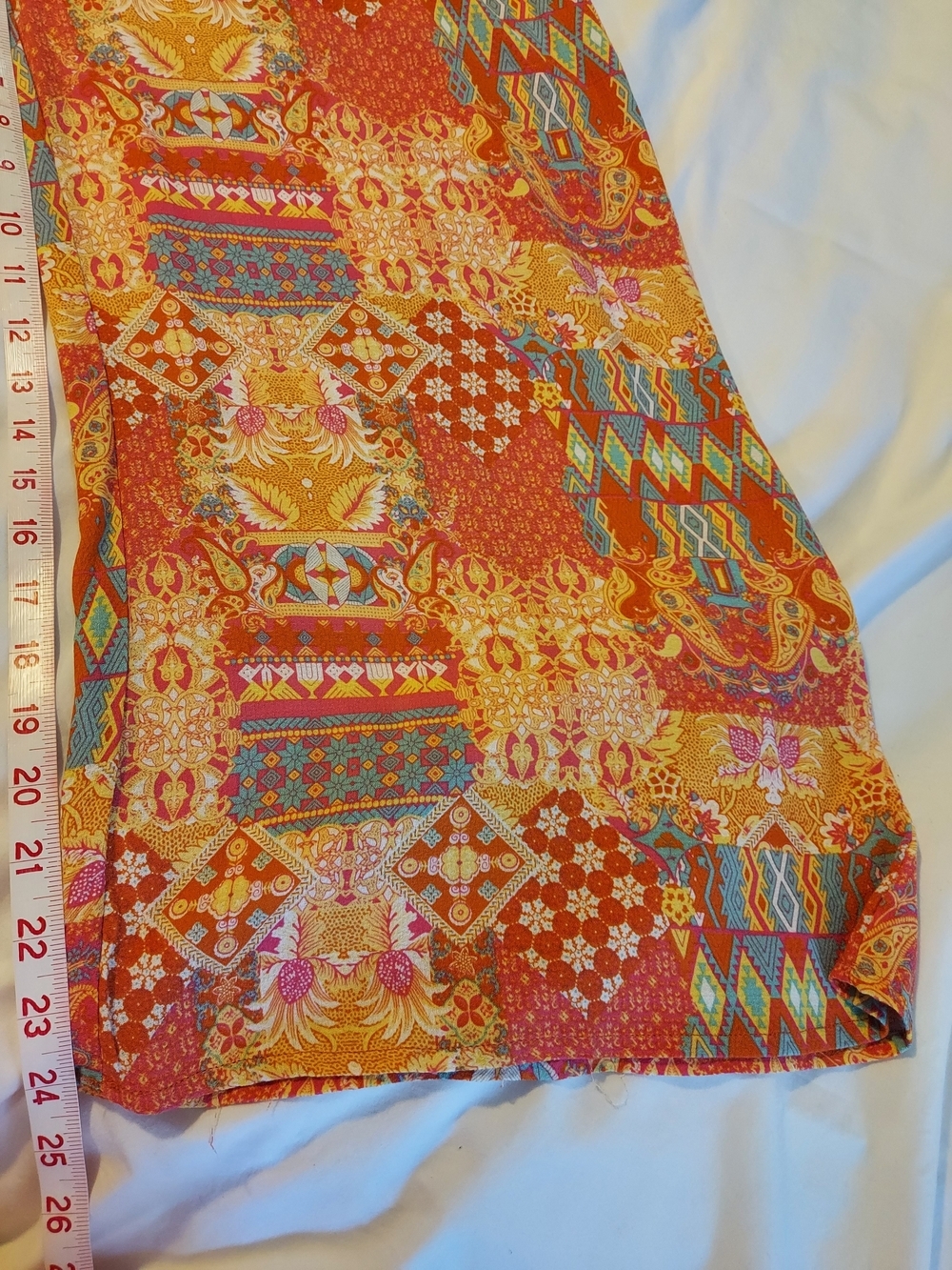 Christian Siriano Boho Wide Leg Pants in Orange Multi-Print M - Picture 6 of 8